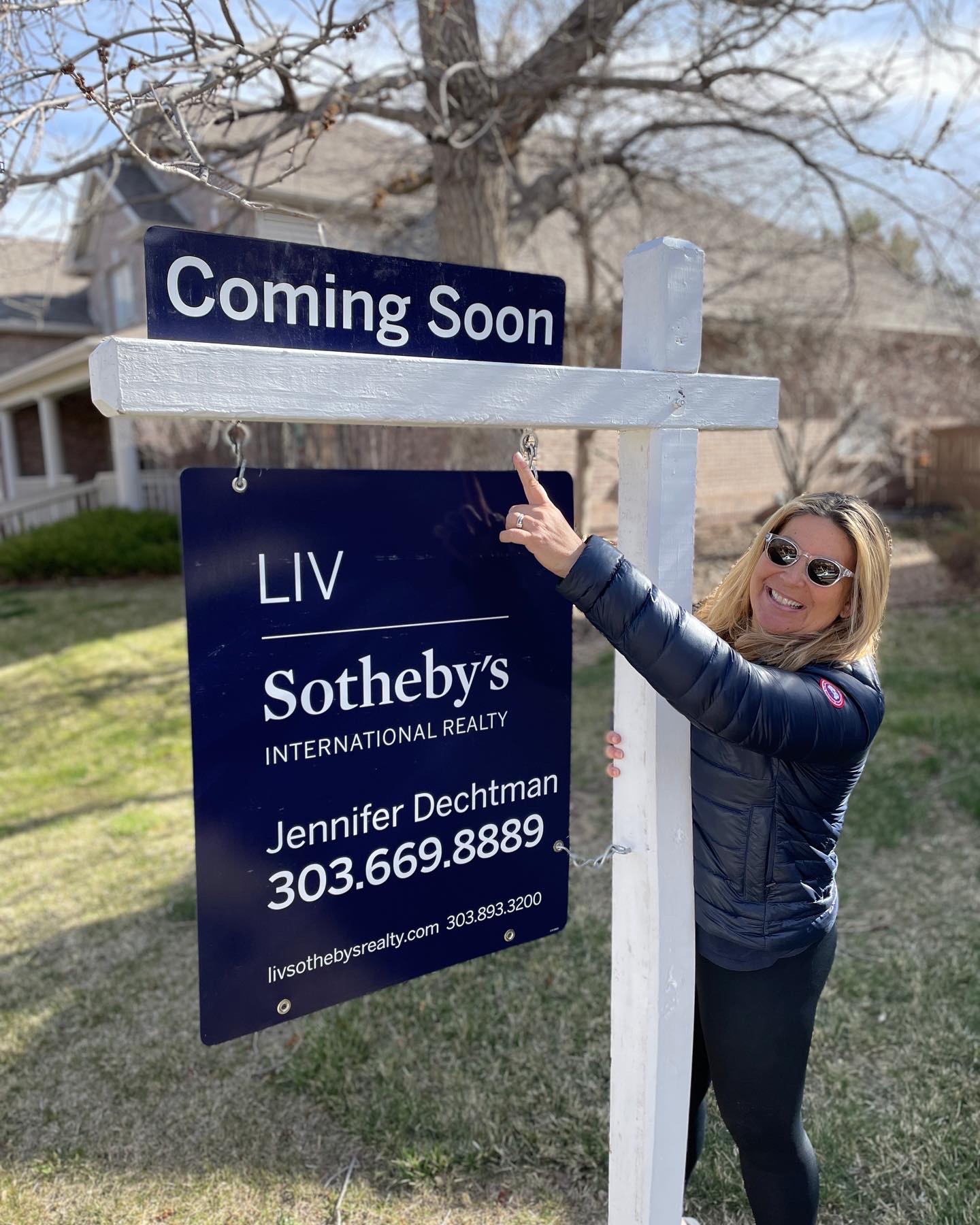 Jennifer Dechtman with Coming Soon sign - Denver Listing Specialist and Selling Expert